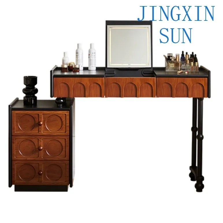 Medieval dresser chest flip cover dresser retractable solid wood multi-function