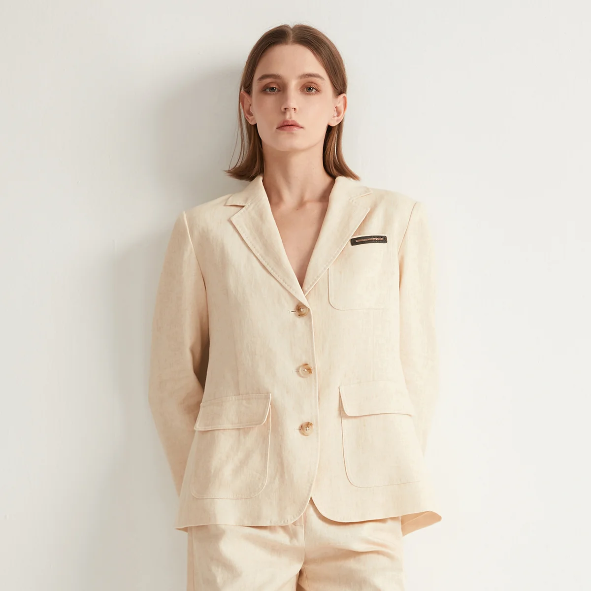 K1105W Single Breasted 100% Linen Blazer Women Women Suits Office Formal Women Blazers Formal Clothes