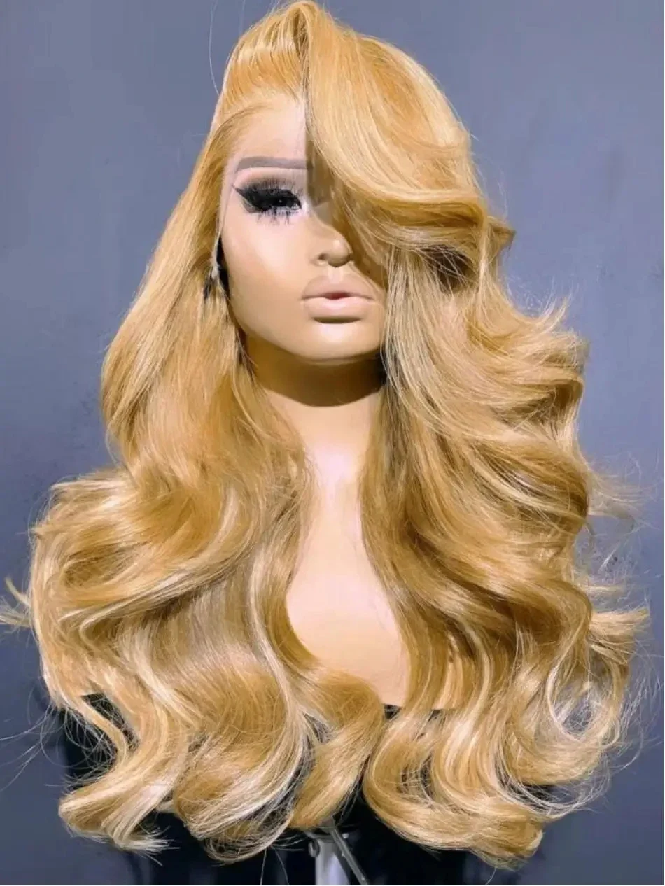 # 27 Honey gold 30 34 Inch 13×6 HD Lace Frontal Wigs Body Wave 13X4 Lace Front Wig Hair 180 Density Pre Plucked Human Hair Wigs