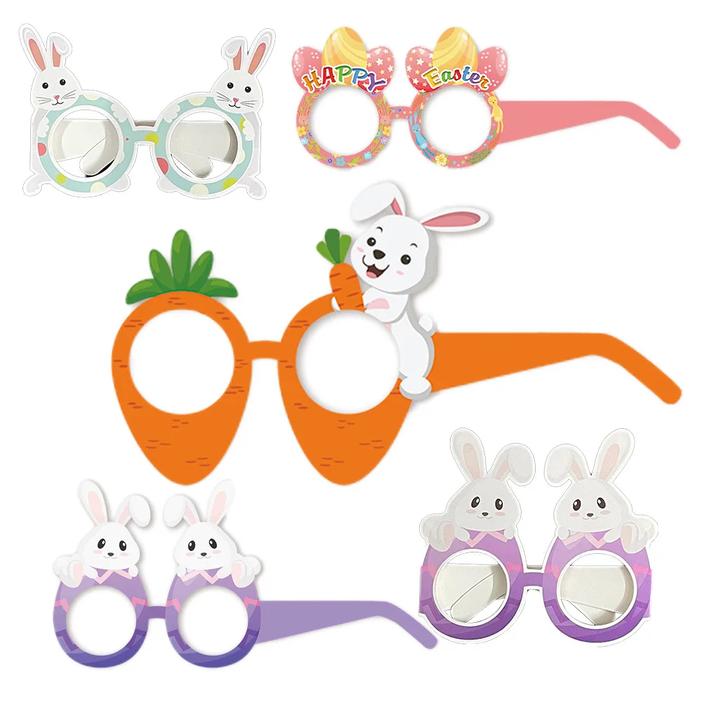 12Pcs Easter Glasses Paper Bunny Egg Chick Glasses Easter Spring Birthday Party Photo Booth Props Basket Stuffers Decorations