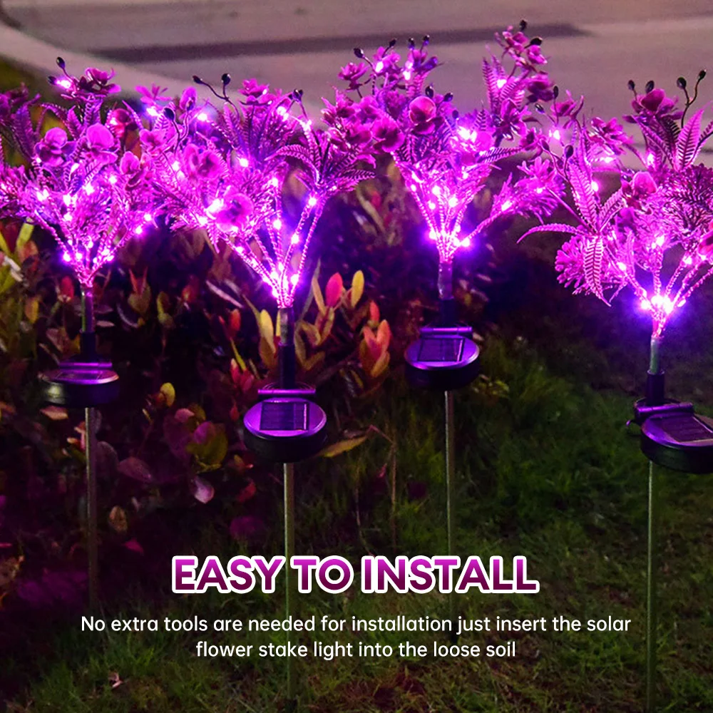 LED Solar Phalaenopsis Flower Light  Outdoor Garden Villa Courtyard Simulation Solar Light for Patio Yard Wedding Holiday Decor