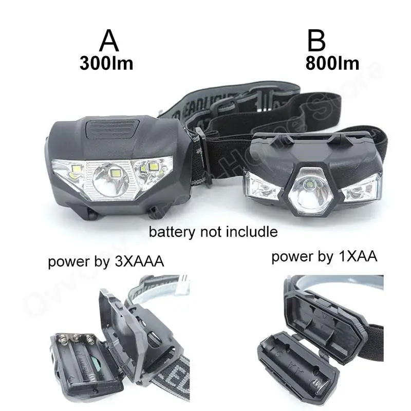 Linterna Frontal de 3 leds, luz AA, AAA, roja, blanca, brillante, para senderismo y acampada