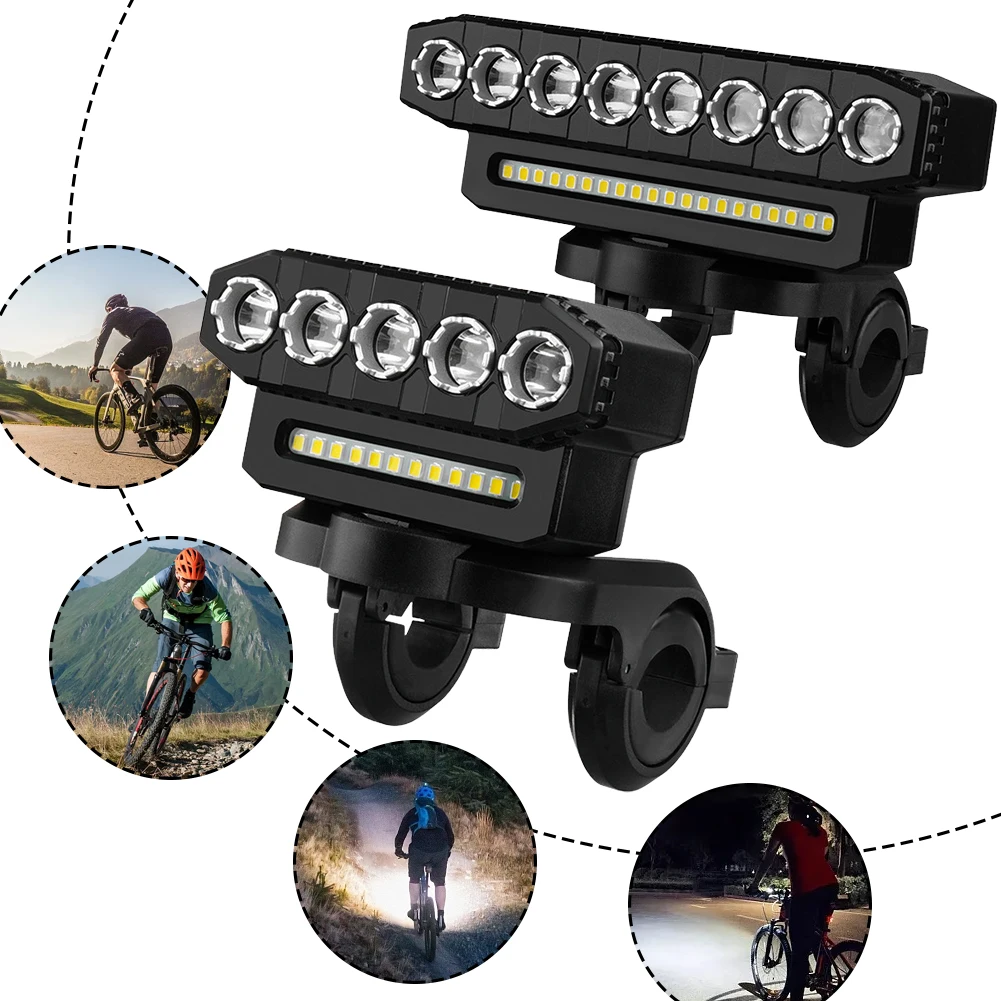 

LED Bike Headlight Driving Fog Lights with 130DB Bell Bicycle Front Light Power Bank 6 Light Modes for Mountain Road Bike