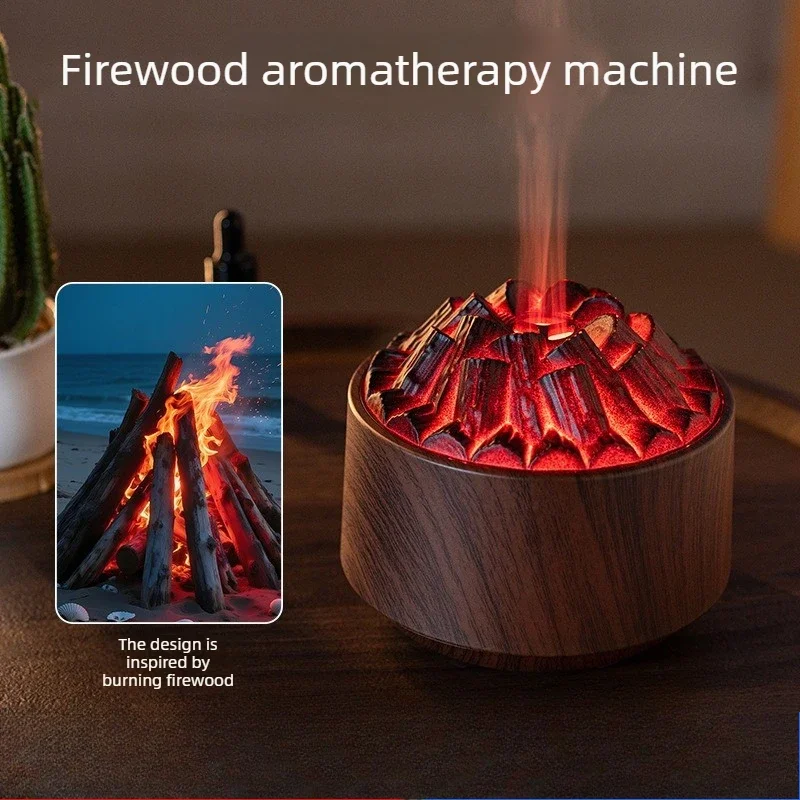 Flame Campfire Aromatherapy Machine Desktop Humidifier, Small Household Essential Oil Simulation Flame Colorful Atmosphere Light