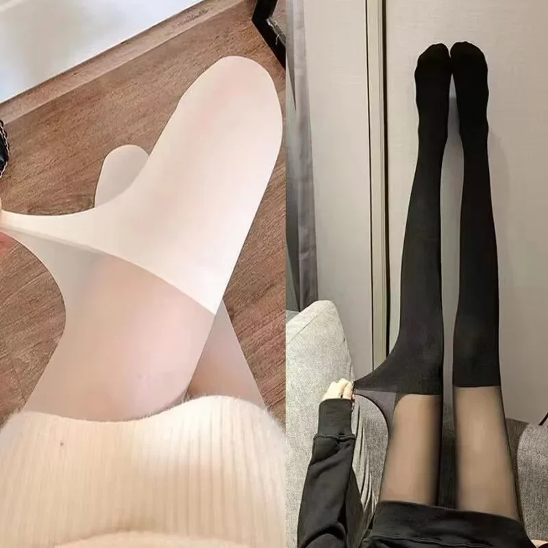 여성용 패치워크 얇은 허벅지 높은 스타킹, 여성용 스타킹, 무릎 위 줄무늬 팬티스타킹