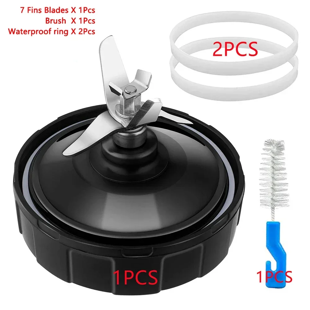 Cuchillas extractoras de 7 aletas, pieza de repuesto con cepillo y arandela de goma para licuadora Nutri Ninja para Auto IQ BL682 BL480 BL640