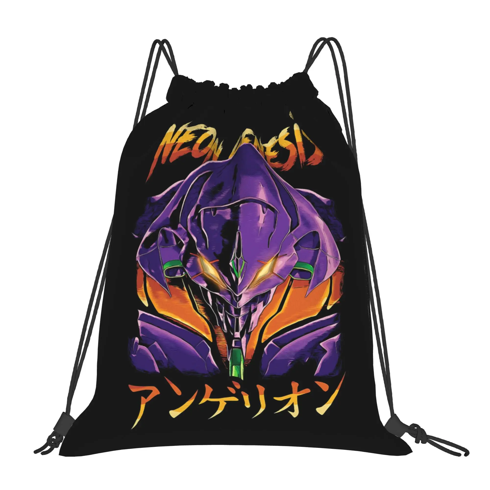 For travel Pouch Neon Genesis Evangelion EVA  Kawaii Drawstring Bags Hiking Storage Multi-function Teen Portable Rucksack