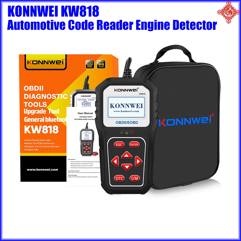 KONNWEI KW818 OBD2 EOBD2  Automotive Code Reader Engine DetectorCar Diagnostic Tool Support Free Upgrade System Print Data On PC