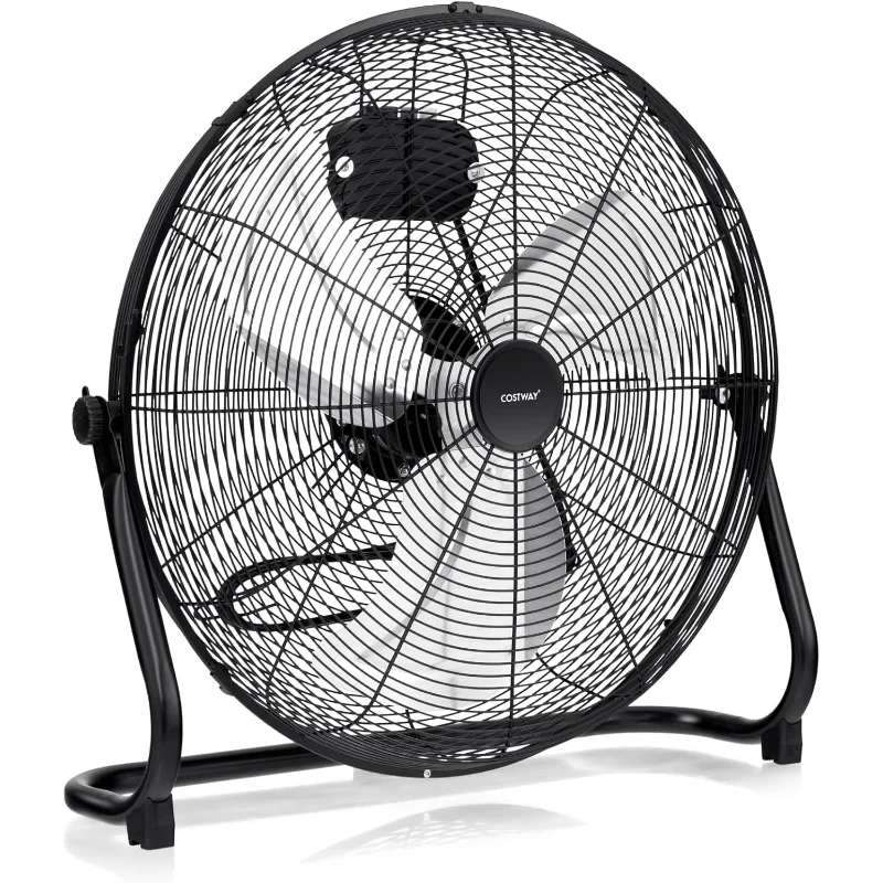 

Напольный вентилятор COSTWAY, 20-дюймовый высокоскоростной напольный вентилятор с 145 ° Регулируемый наклон, 3-скоростной регулируемый, прочный металлический промышленный