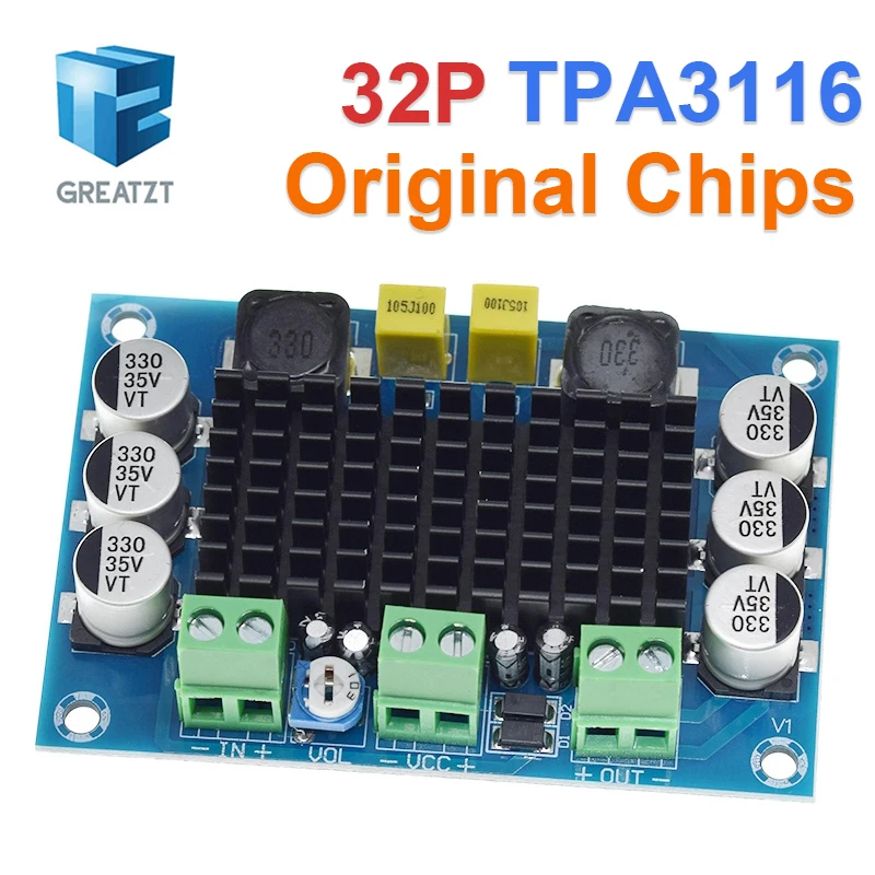 GREATZT TPA3116 D2 TPA3116DA DC 12V 24V 100W Mono Channel Digital Power Audio Amplifier Board TPA3116D2 Large Capacity Board