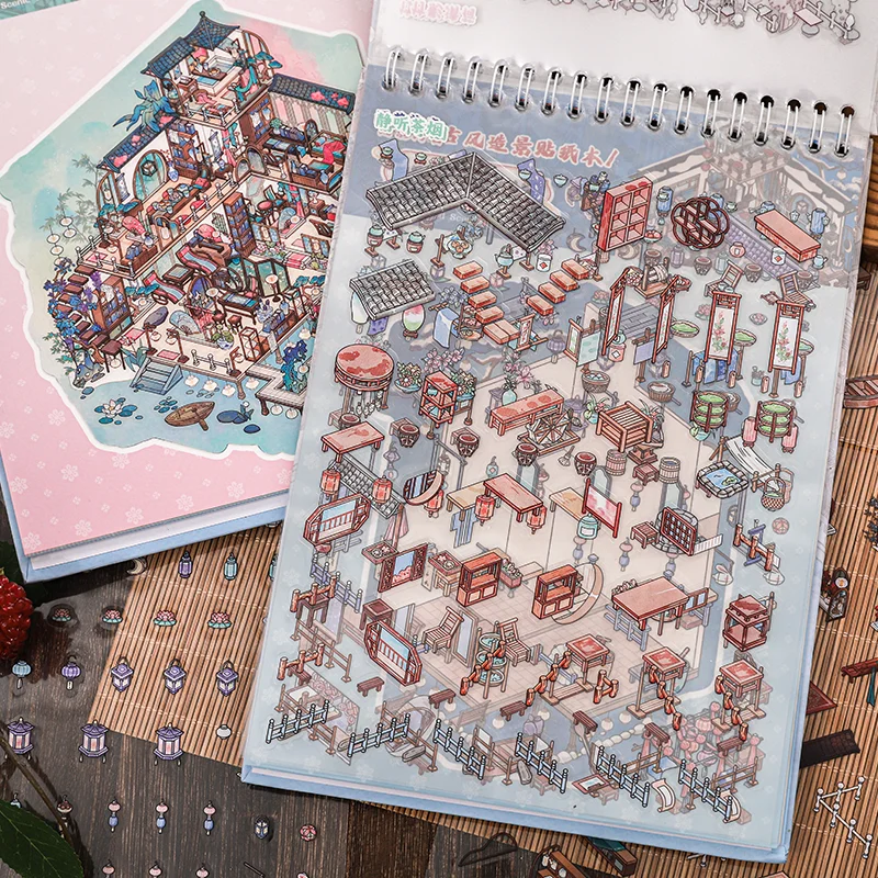 

plus size 6 in 1 book Miniature landscape stickers fun creative stickers collection children's toy stickers