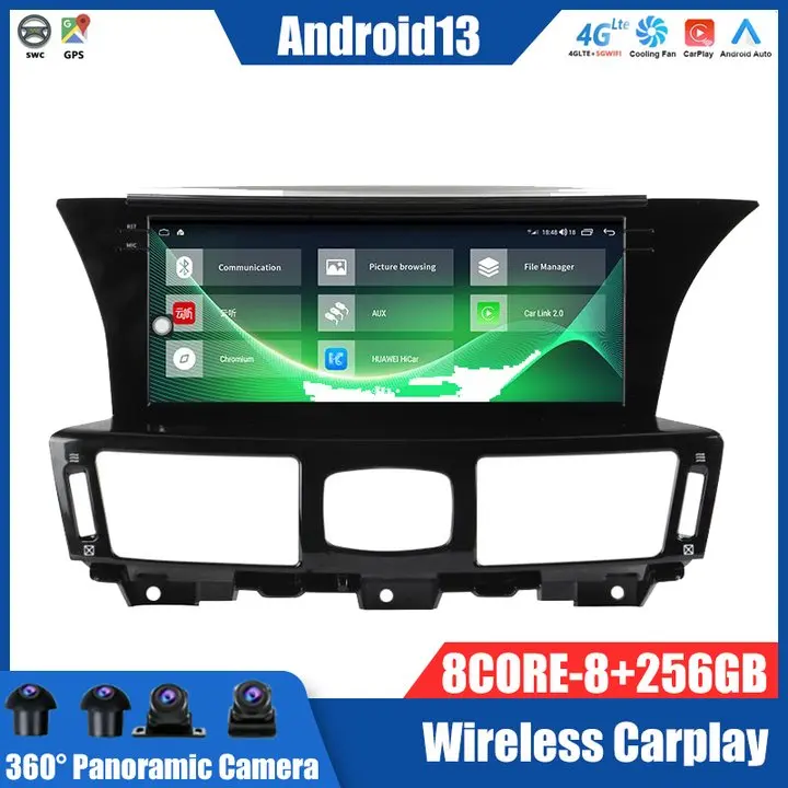 Android 13 For Infiniti Q70 Q70L M25 M35 M37 M56 2013-2018 256G Carplay GPS Navigation Car Radio Liquid crystal instrument