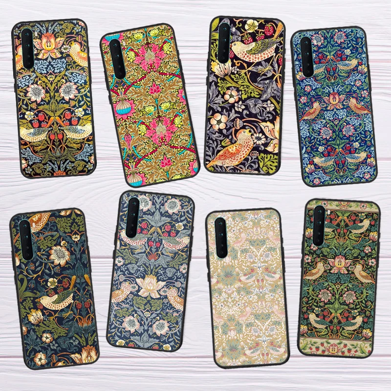 William Morris Strawberry Thief For Realme 10 Pro Plus GT Neo 5 3T C55 C35 C33 C31 C30 C21Y OnePlus 11 Nord CE 2 3 Lite Case