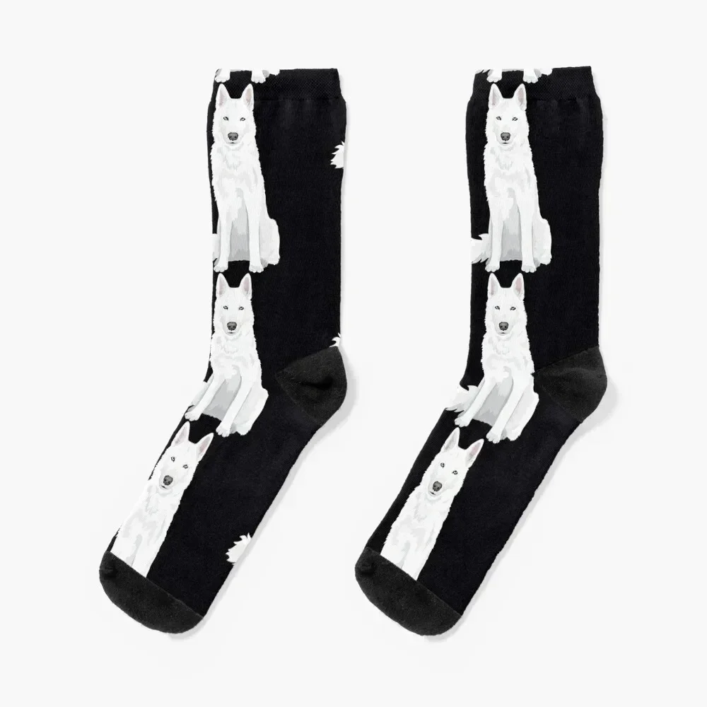 beautiful white Siberian Husky - sweet white Snow dog Socks set new year football winter gifts Socks For Men Women's