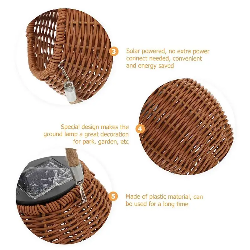 Solar Rattan Lampe Tragbare Rasen Projektion Rattan Gewebte Lampe Handgemachte Camping Landschaft Multifunktionale Rost-beständig Tisch