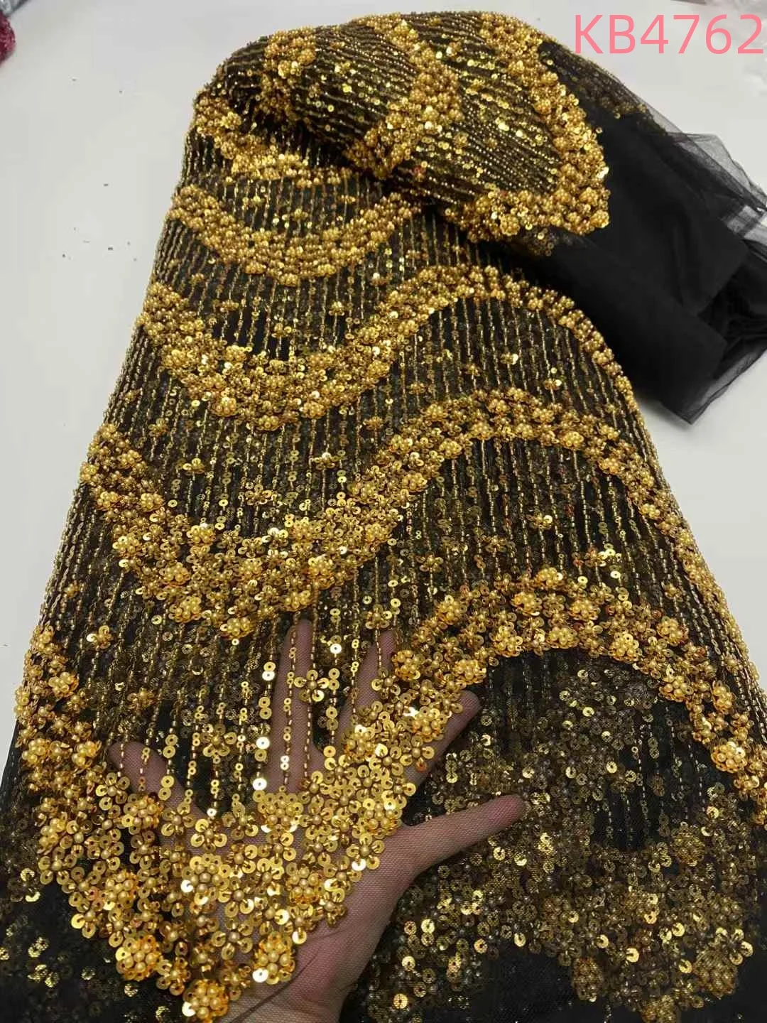 Tela africana de encaje de alta calidad, Secuencia púrpura 2025, tela de encaje de malla francesa, encaje bordado de tul con cuentas para coser KB4762