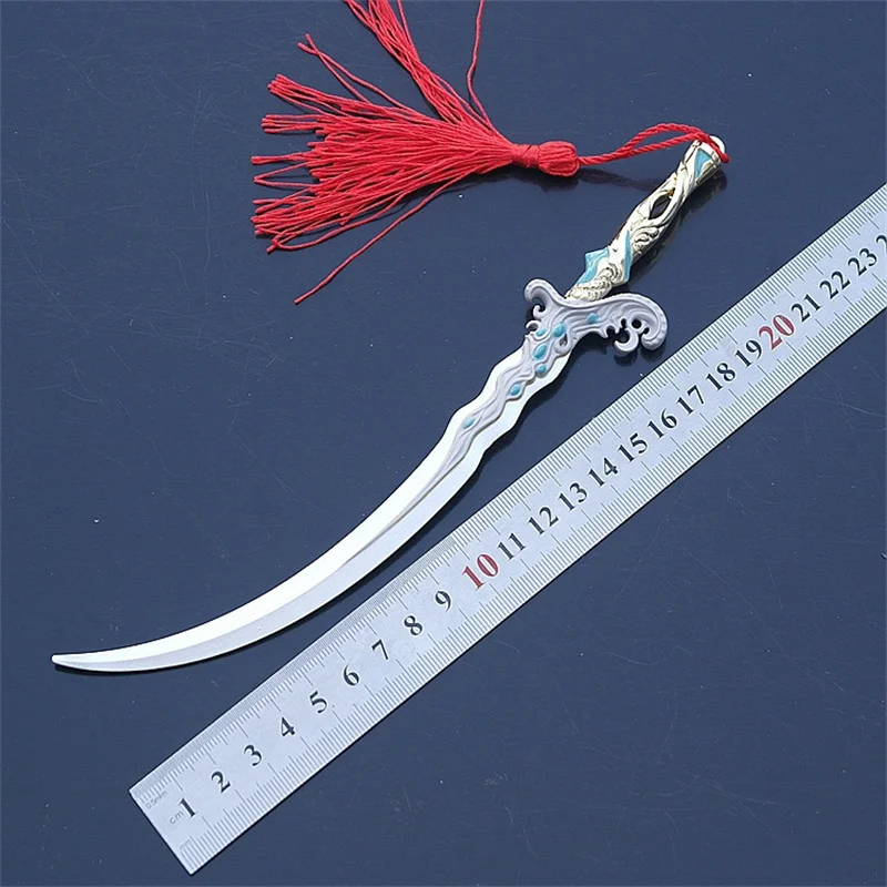 22cm abridor de carta espada chinesa antiga dinastia han espada liga arma pingente modelo arma pode usado para jogar papel