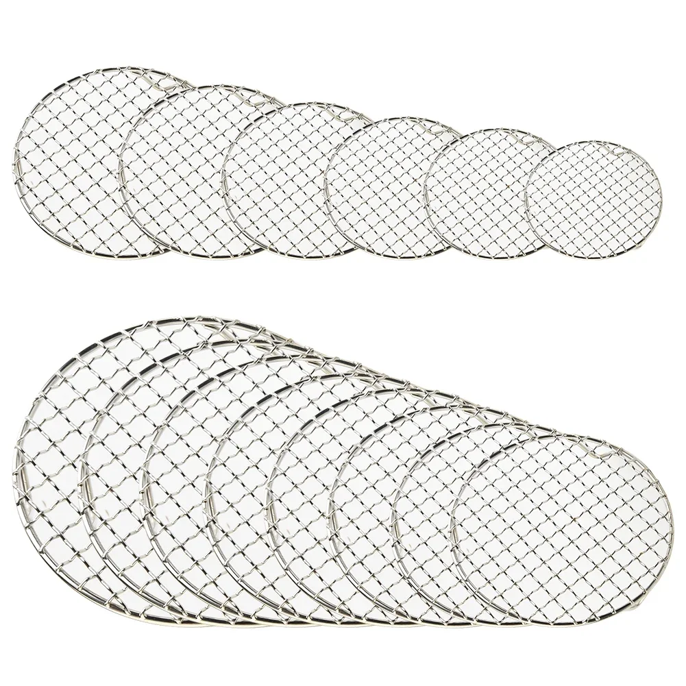 15cm-60cm Stainless Steel Barbecue Mesh Round BBQ Net With Foot Barbecue Grill Mesh Cooling Rack Outdoor Camping Barbecue Stand