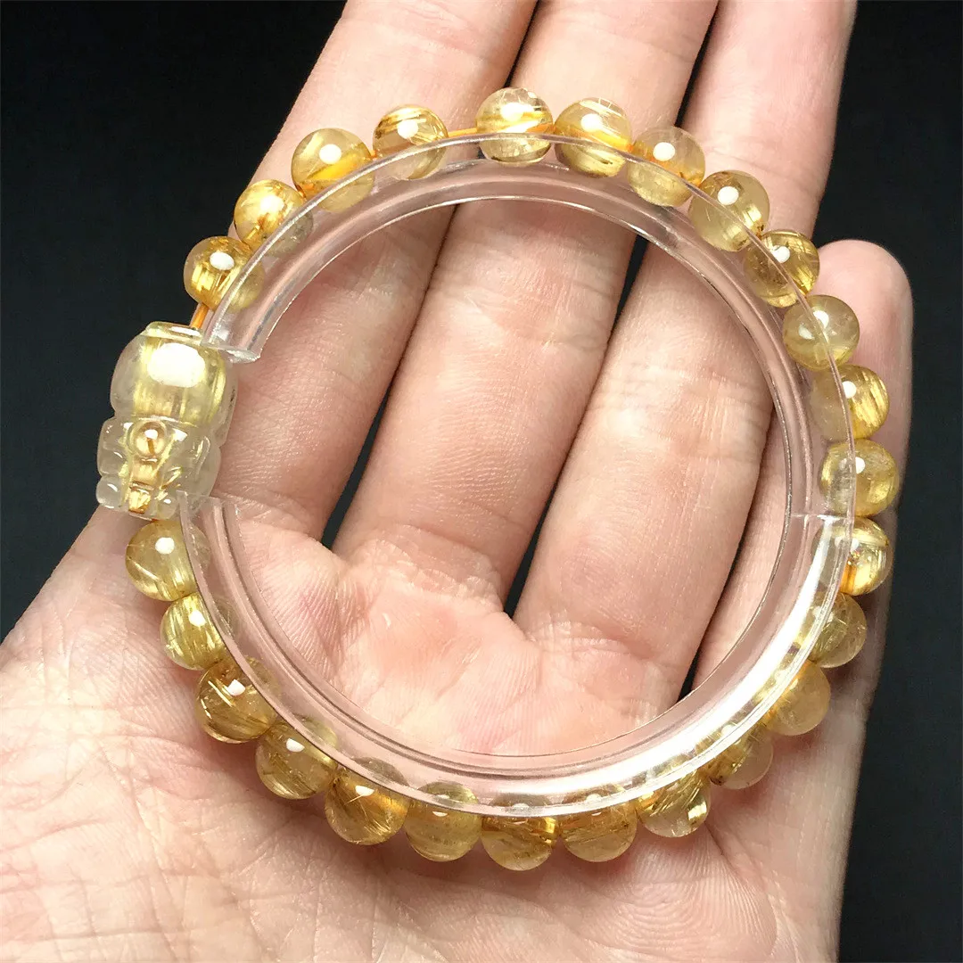 6mm Natural Gold Rutilated Quartz Bracelet Jewelry For Woman Man Healing Luck Gift Reiki Crystal PiXiu/PiYao Beads Strands AAAAA