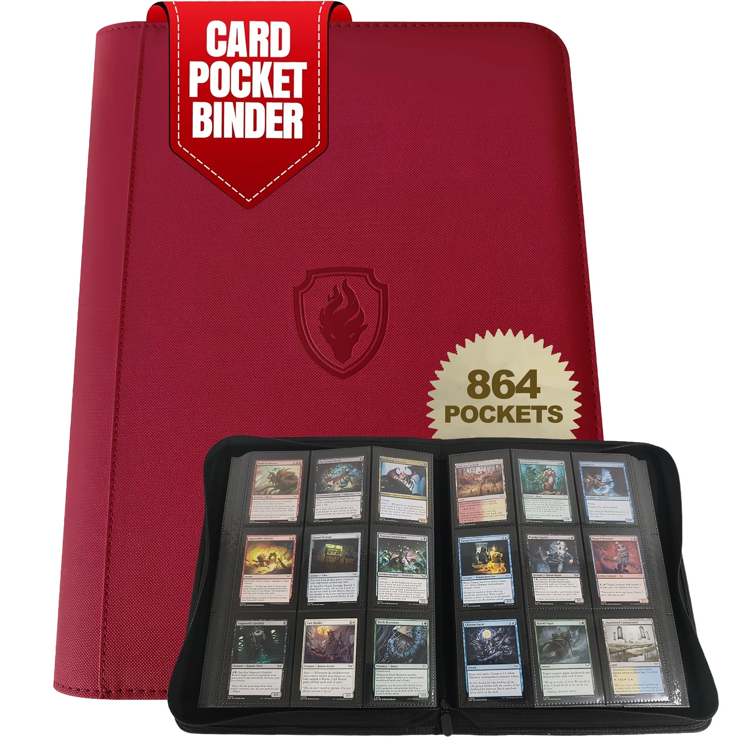 9-Taschen-Kartenordner ohne Ringmechanismus, Doppelte Kapazität für 864 Karten, Geeignet für Sport-/YGO-/PTCG-/Spielkarten – Detail 8