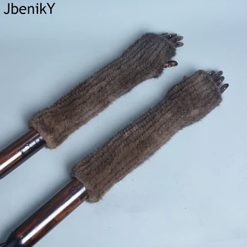Dame Gestrickte Qualität Elastische Echt Nerz Pelz Handschuhe Naturan Nerz Pelz Handschuhe Für Frauen Winter Warme Lange Stil Echt Nerz Pelz Fäustlinge