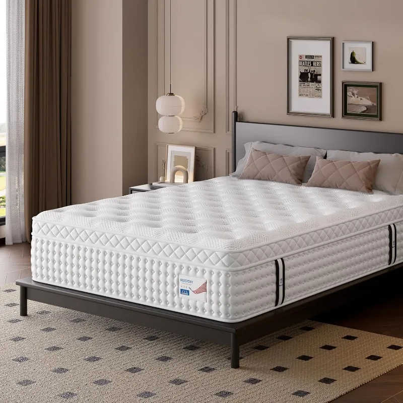 BedStory Medium Firm Queen Mattress Luxury Hybrid Mattress in a Box for Zoned Pressure and Back Pain Relief Signature Collection
