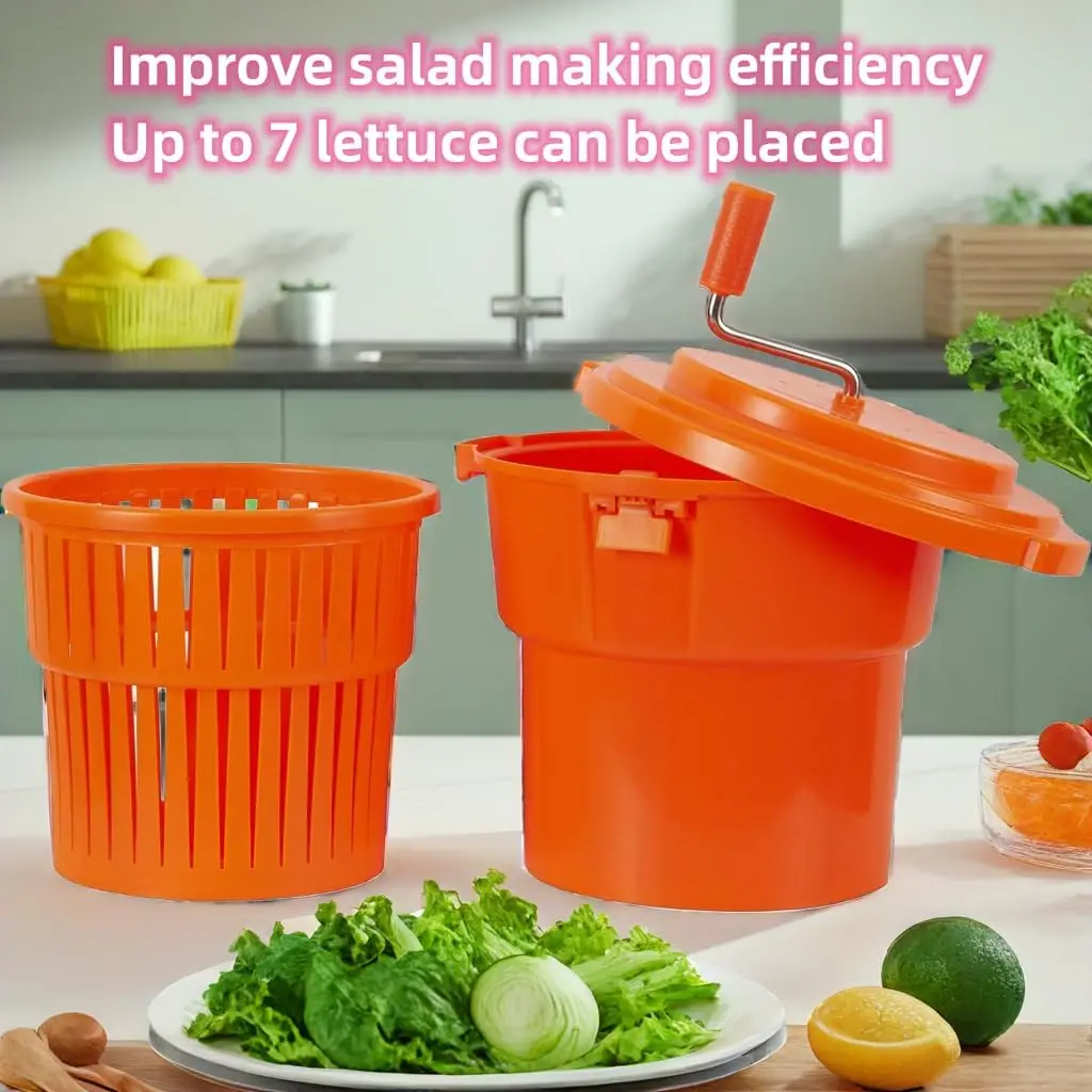 5 Gal/20 Qt Large Commercial Salad Spinner Jumbo Manual Lettuce Dryer-Dries up to 7 Heads of Lettuces