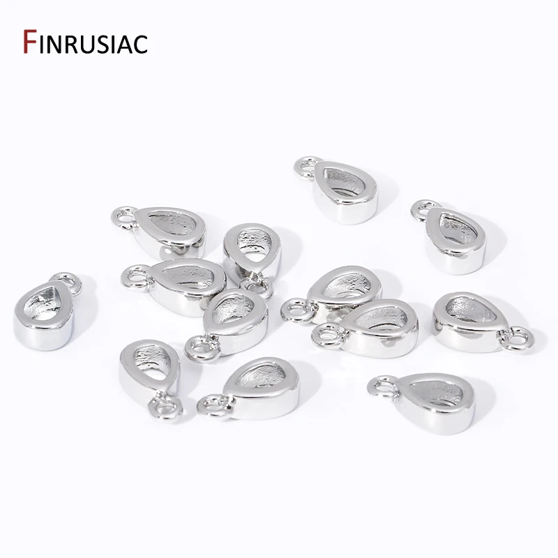 Wholesale 18K Gold Plated Brass Spacer Beads Oval Pendant Charms Connector Bail For DIY Jewelry Making Accessories