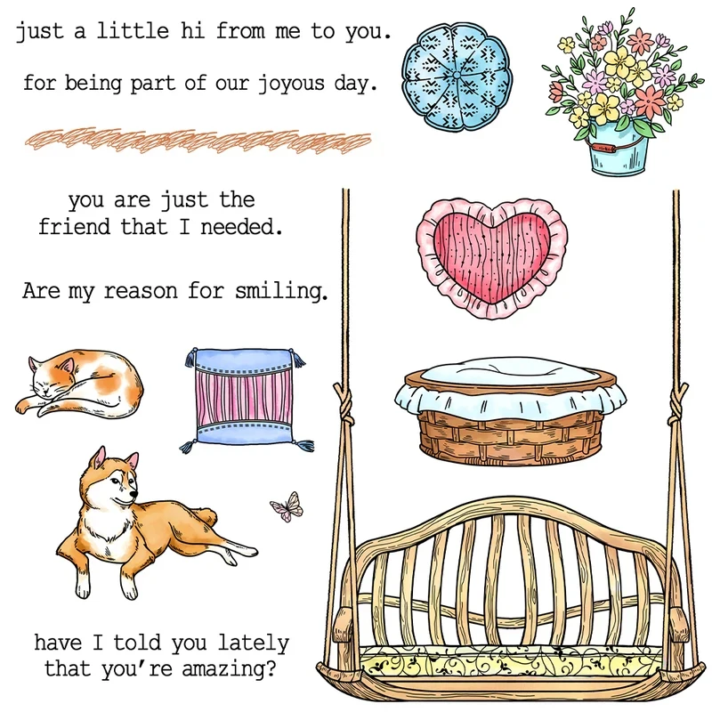 

Soft Swing & Cute Pet Dog Cat Cutting Dies Clear Stamp DIY Scrapbooking Metal Dies Silicone Stamp Cards Albums Decor