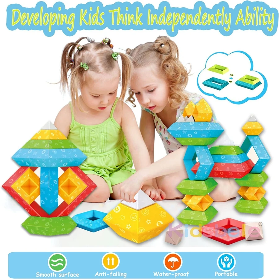 30Pcs Pyramid Stacking Toy Building Blocks Montessori Educational Toy Kids Imagination Logic Baby Sensory Toys Christmas Gifts