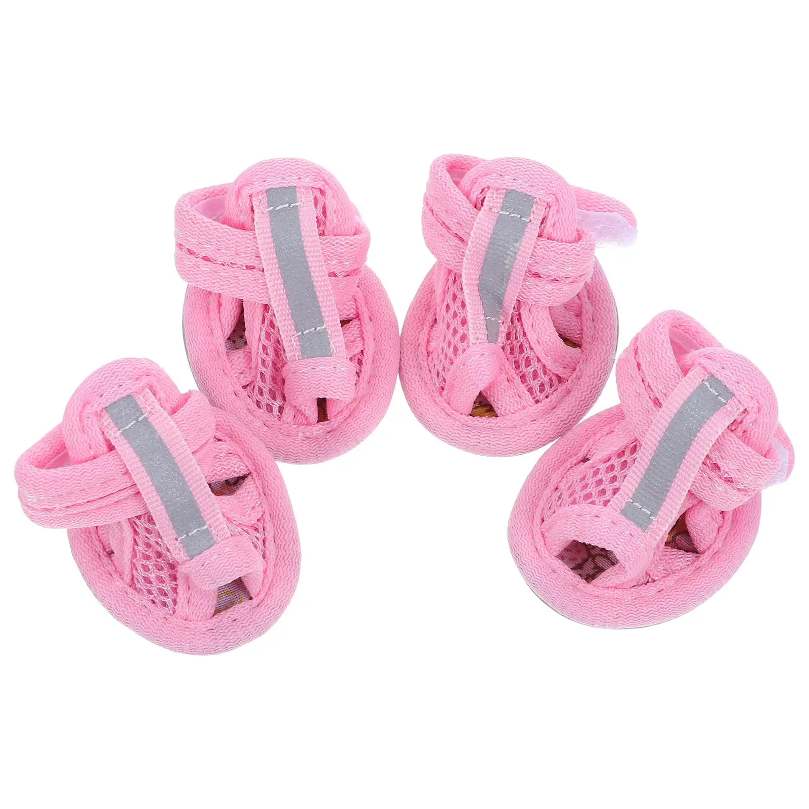 

4 Pcs Pet Dog Shoes Flexible Sole Cooling Mesh Breathable Summer Sandals Hot Pavement Beach Protection 5 Sizes Dog Boots