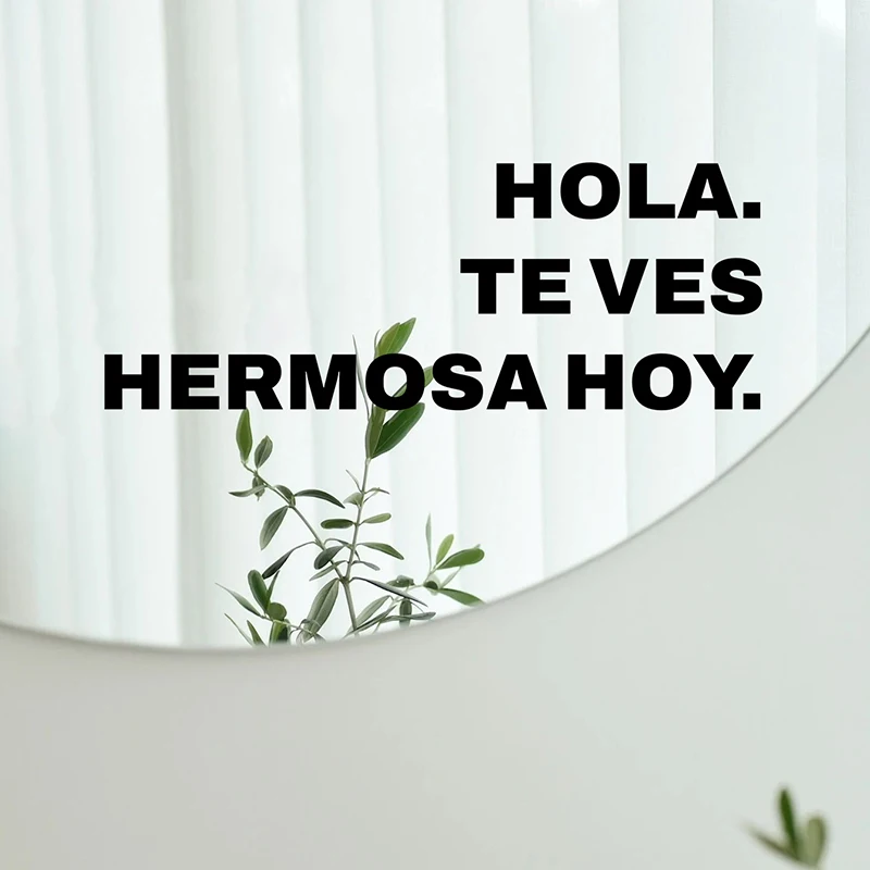 French Mirror Self-Affirmation Vinyl Sticker, Hello you're looking gorgeous today Decal,  Spanish Hola Te ves hermosa hoy Decals