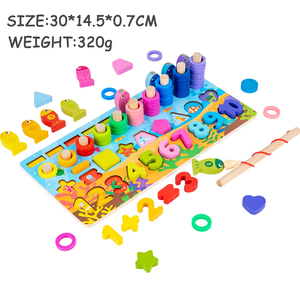 75 STKS Kinderen Wiskunde Speelgoed Vissen Nummer Leren Board Blok Vorm Bijpassende Montessori Educatief Speelgoed Voor Kinderen Beste Geschenken
