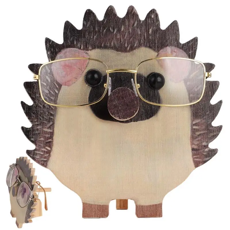 Wooden Hedgehog Glasses Holder Creative Pet Eyeglasses Holder Handmade Wooden Glasses Frame For Home Sunglasses Display Stand