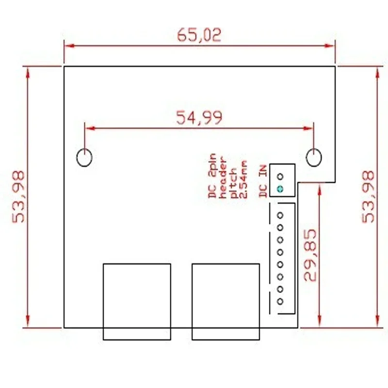 イーサネットネットワークスイッチボード,ミニ高速10/100mbps, 2ポート,LANハブ,2層PCB,2 rj45, 1x8ピンヘッドポート,工場直送