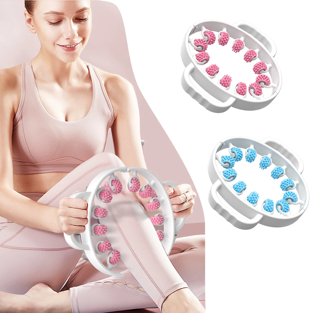 Leg Massage Roller 12 Wheels Muscle Roller Handheld Manual Massage Machine Deep Tissue Massage Tools for Thigh Calves Exercise