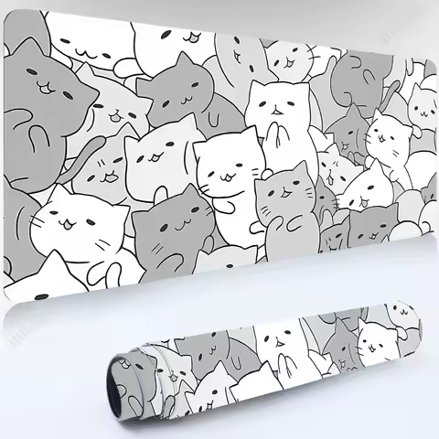 Mause Pad Gray Kawaii Gaming Desk Mat Anime Mouse Mats Pad on The Table Mouse Carpet Mousepad Gamer Table Mat Rug Keyboard Rug