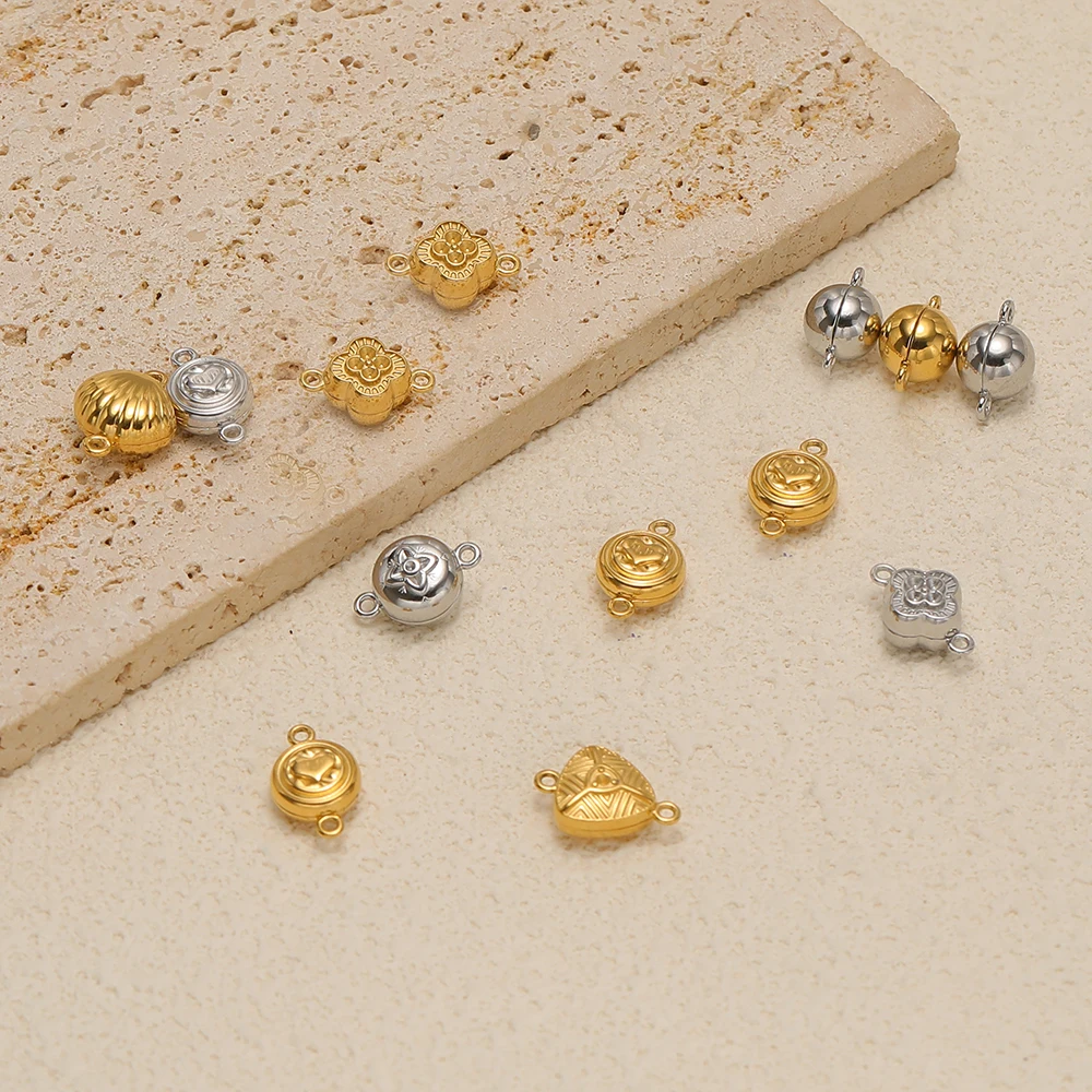 2 Sets Edelstahl-Herz-Magnetverschlüsse, Perlenverschlüsse für DIY-Schmuckherstellung, Armband- und Halsketten-Verbinder. – Detail 4