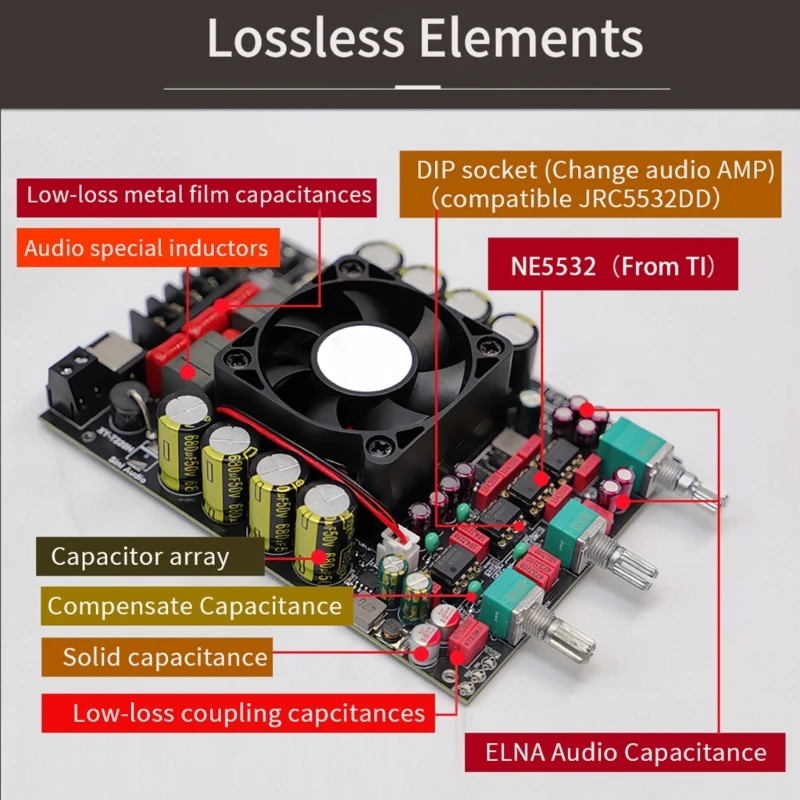 220Wx2 Audiophiles Bluetooth-compatible Amplifiers Module Treble Bass Adjust Double Channel TPA3251 20Hz-20KHz P9JD