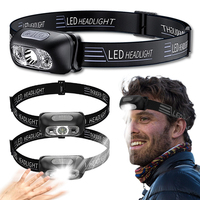 Powerful Headlamp LED Sensor Strong Light Headlamp Mini USB Rechargeable Flashlight Head Light Portable Camping Search Light