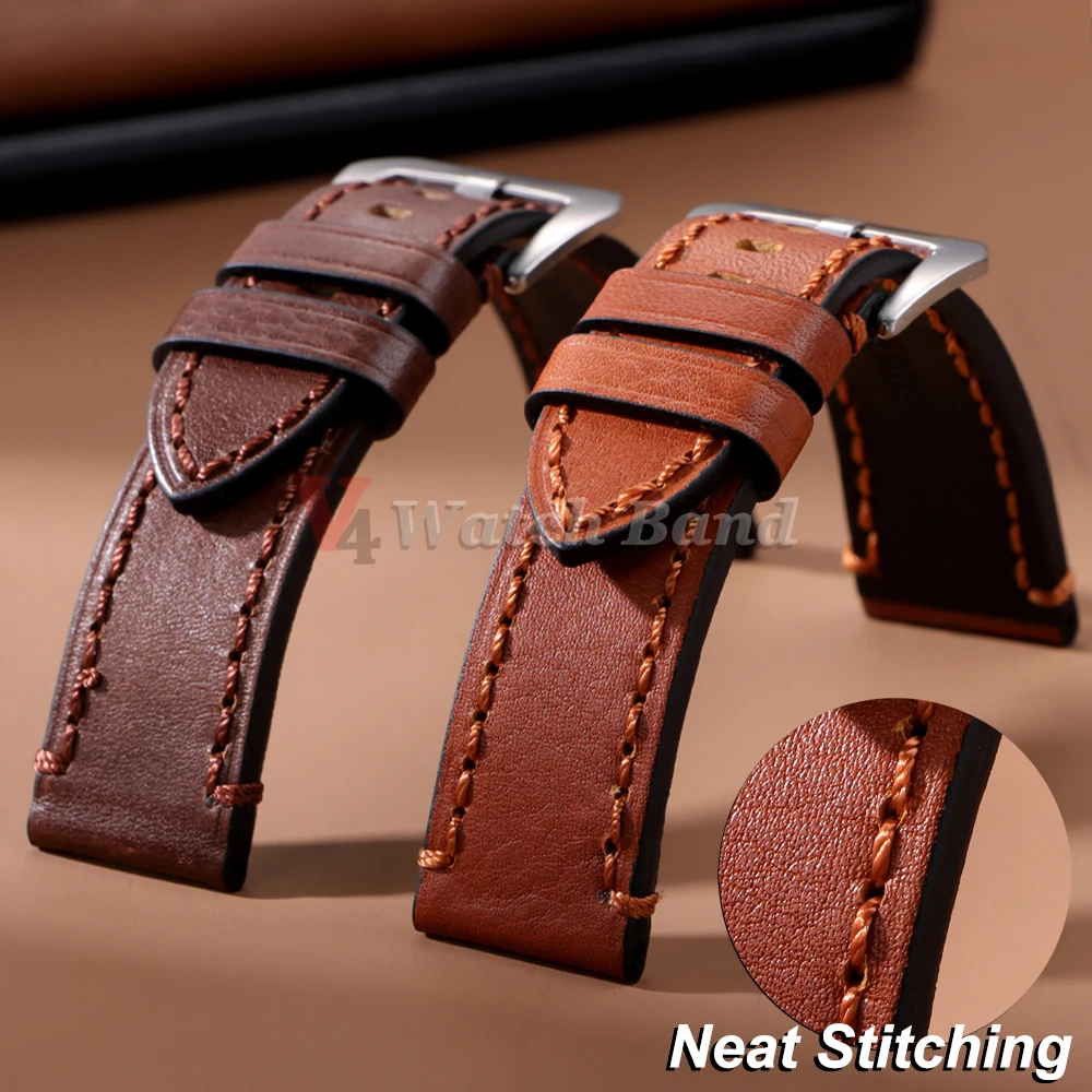 High Quality Cowhide Crazy Horse Strap Genuine Leather Watch Band for Panerai Men SportBracelet Replace Watchband 20mm 22mm 24mm