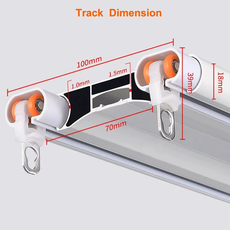 European Luxurious Thick Unique Double Rails Design Straight Curtain Track Ceiling Installation Come With Metal Pulleys