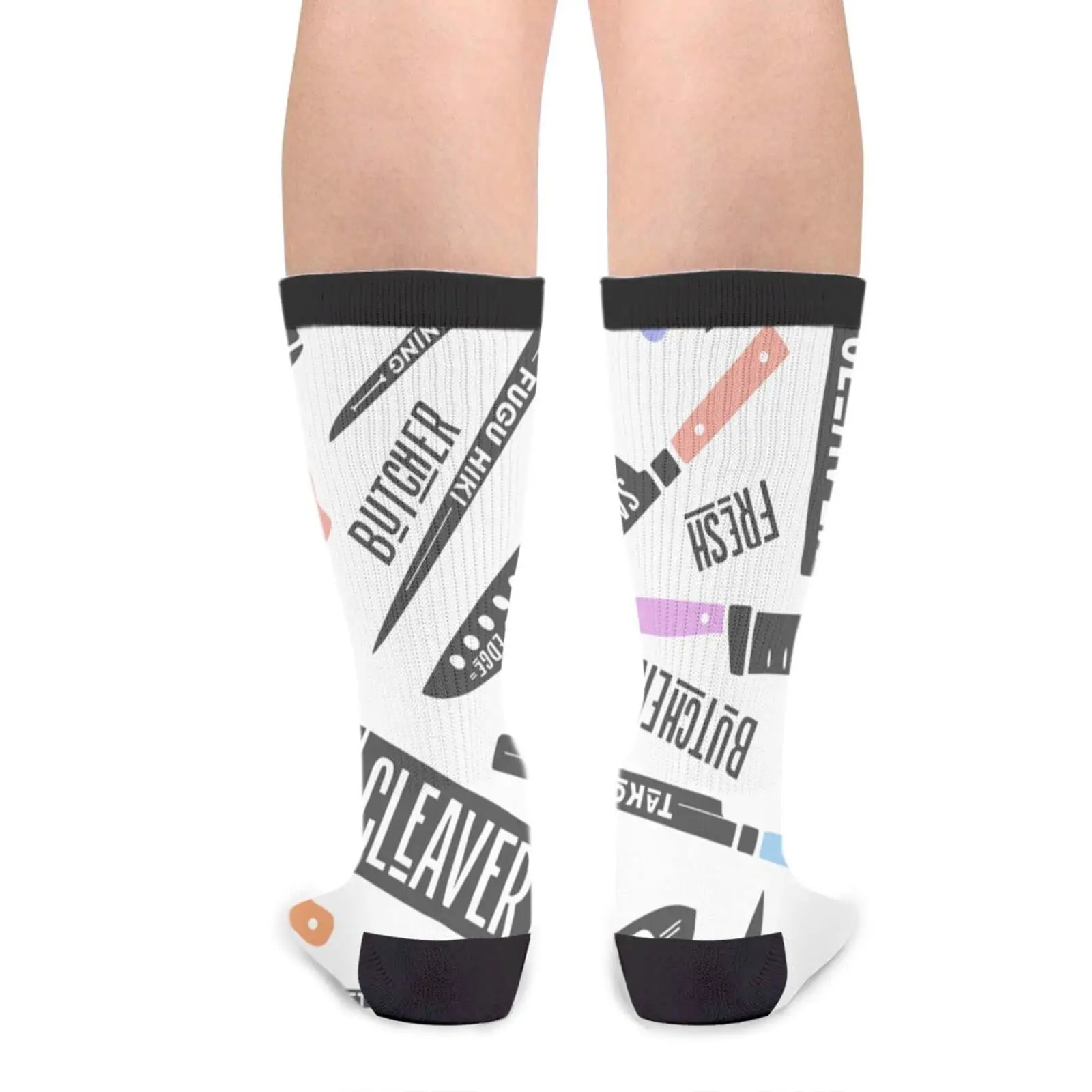 Meat Fish Cutting Knife Butcher Shop Farmers Market Retro Novelty Fun Crew Socks Fashion Comfortable Men'S And Women'S Socks