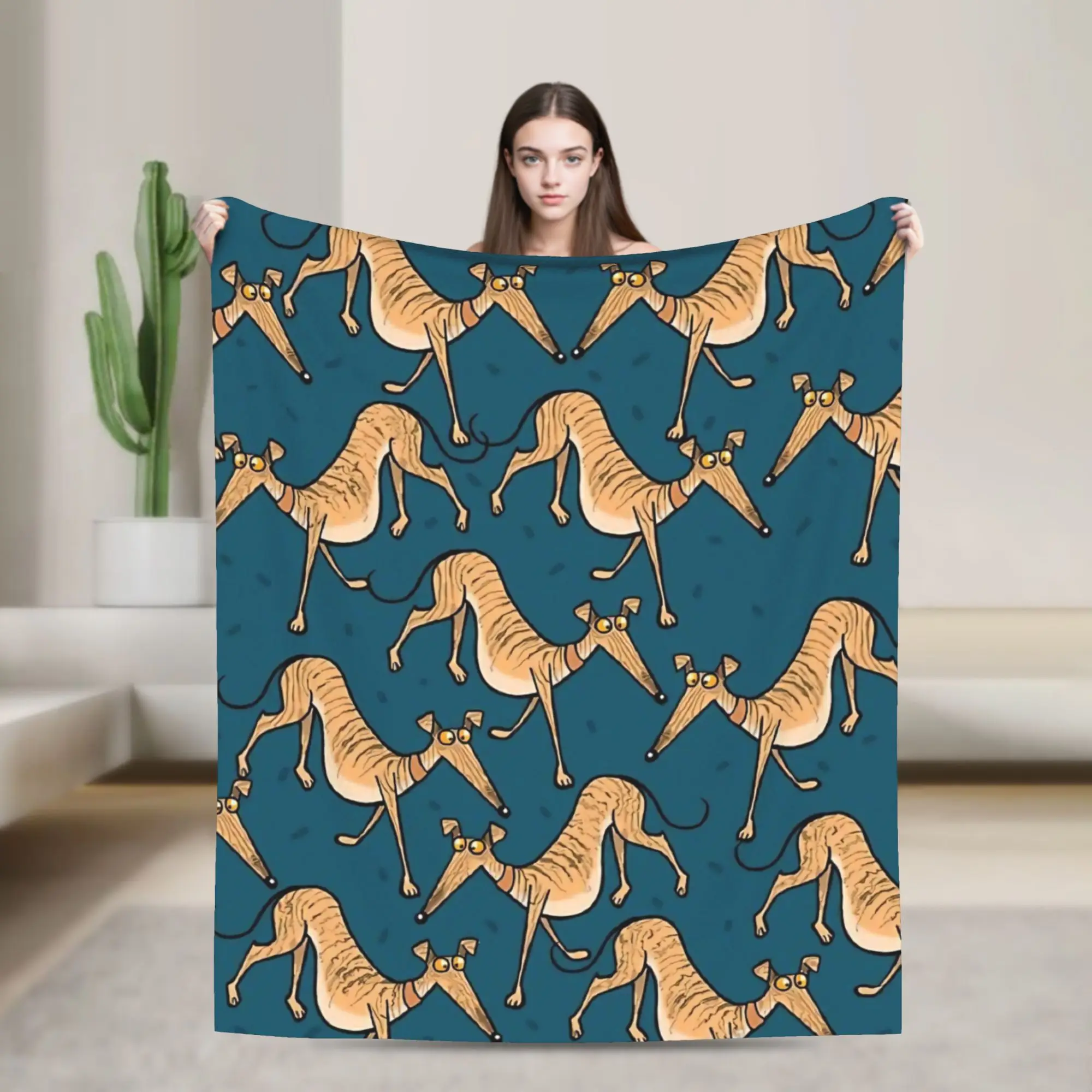 Greyhounds Pet  Blankets Greyhound Dog Flannel Vintage Soft Throw Blankets for Coverlet Spring/Autumn