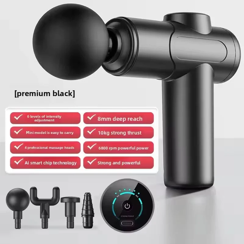 Massage Gun, Deep Tissue Massage for Athletes for Pain Relief, Percussion Massager with 6 Speeds 4 Massage Heads
