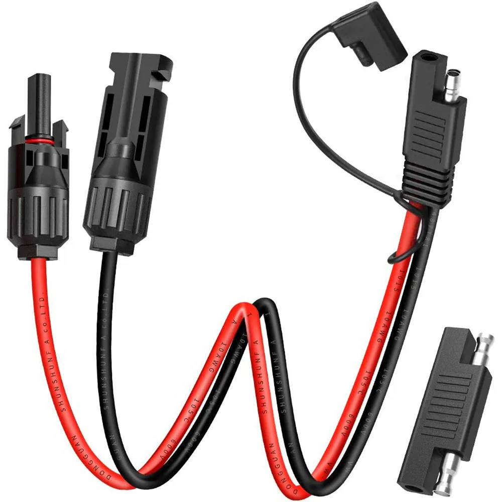 Solar Panel Connector Cable, 10AWG SAE Connector to Male & Female Solar Connectors Adapter PV Extension Cable Wire for RV Solar