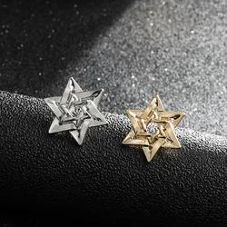 Exquisite Star of David Brooch Men's Six Pointed Star Suit Lapel Pin Jewish Charm Amulet Badge Jewelry Christmas Gift