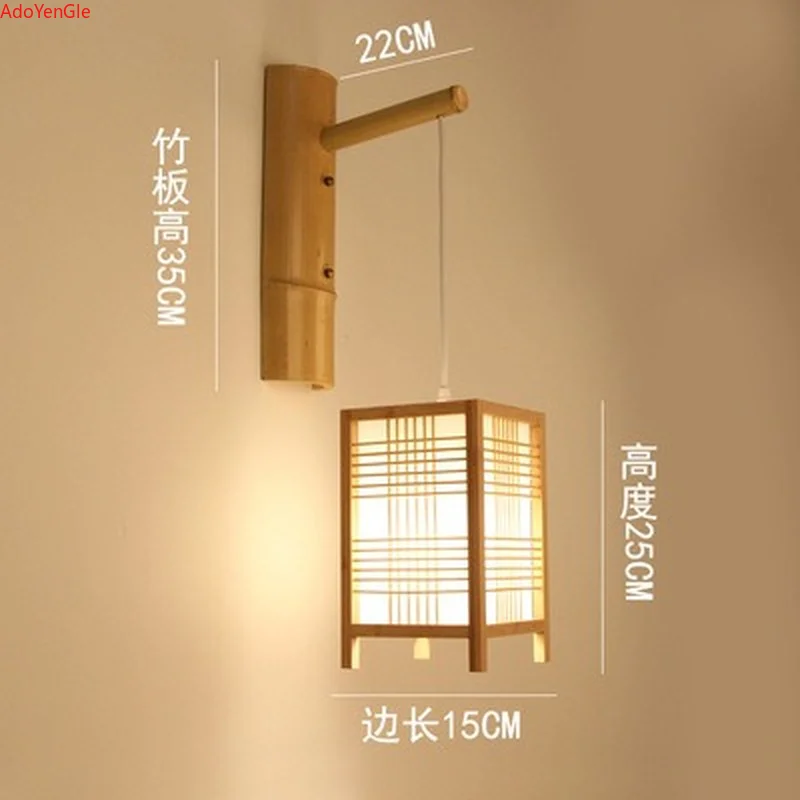 

Bamboo rattan wall lamp bedroom bedside corridor aisle staircase log led lamp new nordic style creative hotel wall sconce lamp