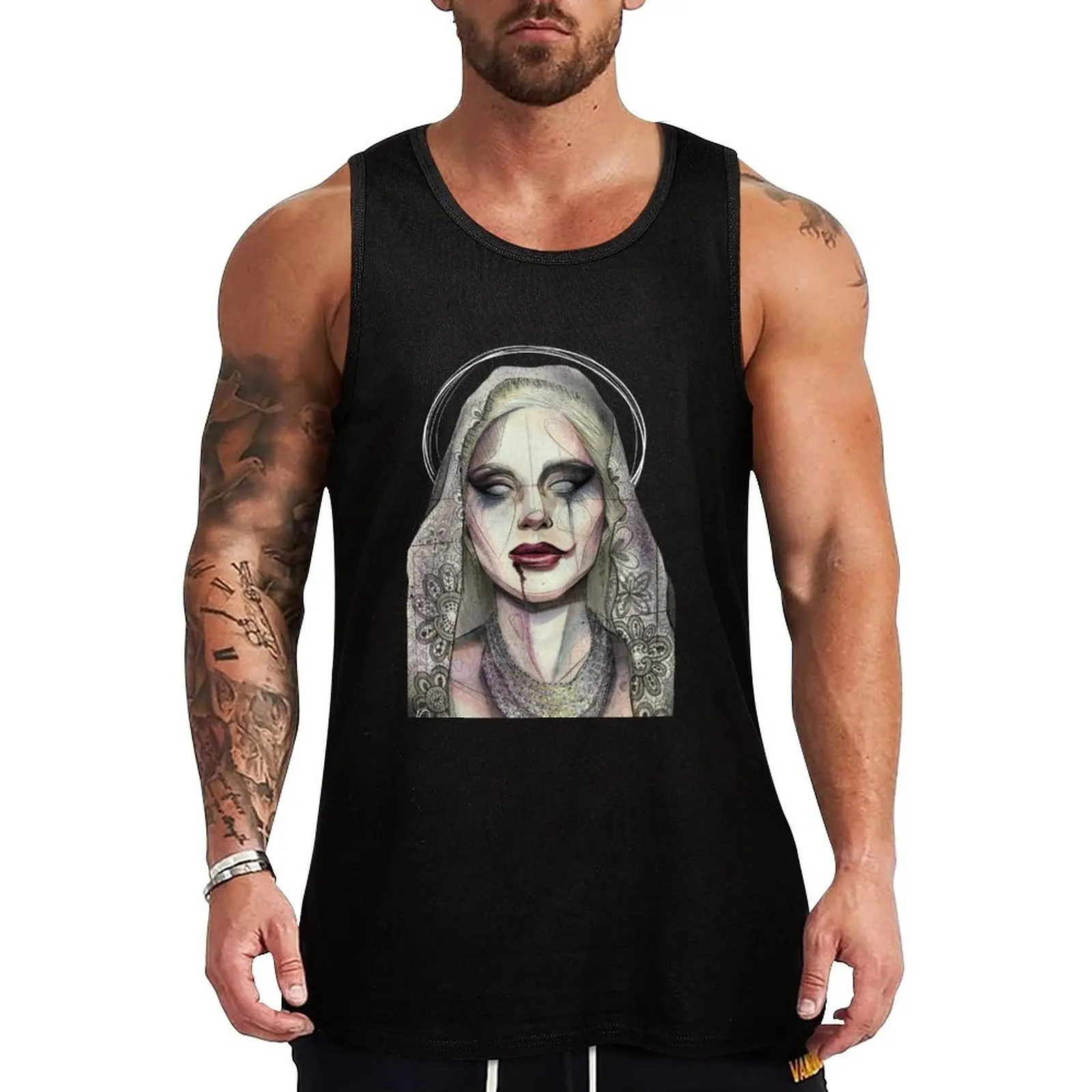 

Lady Gaga horror Tank Top Sleeveless top t-shirt gym man Male vest