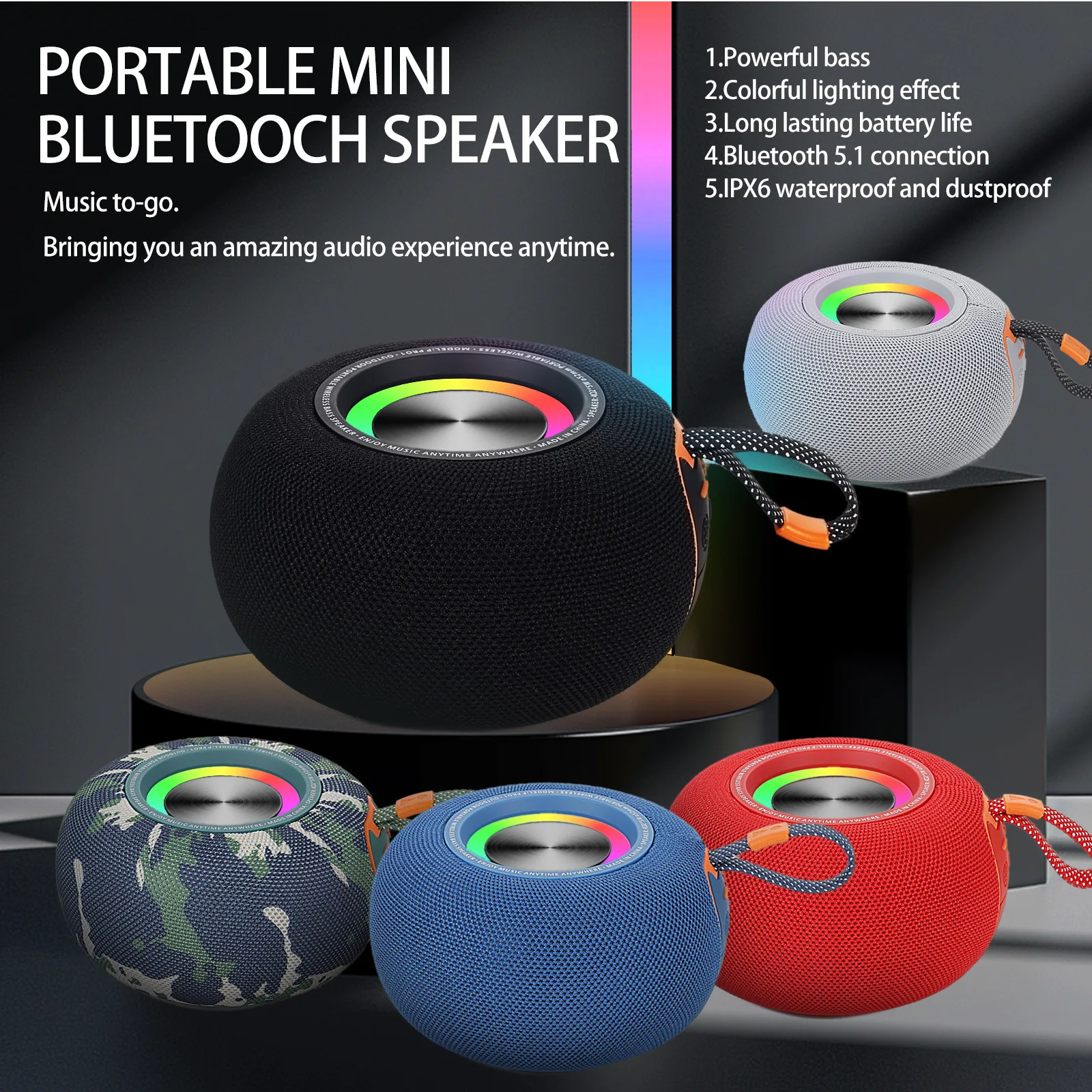 

Bluetooth Wireless Speaker Small Portable Steel Gun Heavy Metal Subwoofer Outdoor Mini Bluetooth Speaker